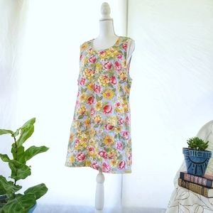 Kikomo Floral Cotton Jumper Size Large 1990s Vintage Pink Blue Yellow and Green